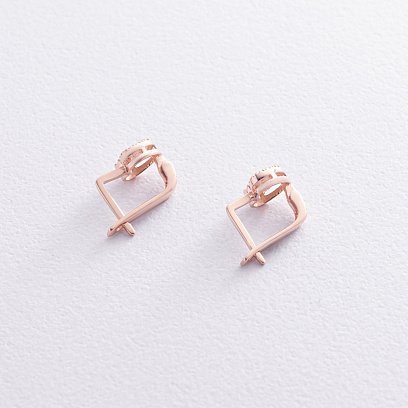 Золотые серьги "Сердечки" с фианитами с05013 №5