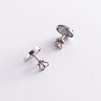 Срібні сережки-пусети (чорна емаль) 122899 №3