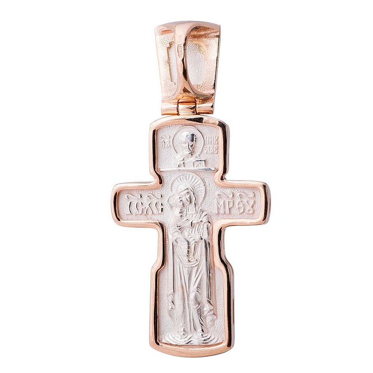 Золотой крестик с серебром 14082960 от ювелирного магазина Оникс - 1