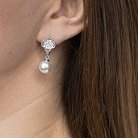 Срібні сережки (штучні перли, фіаніти) 122109 от ювелирного магазина Оникс - 2