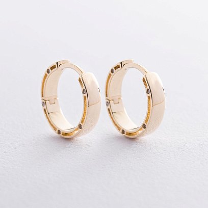 Золоті сережки "Кільця" з фіанітами, діаметр: 17 мм с05226