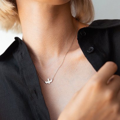 Срібне кольє "Ластівка" 181004 №10