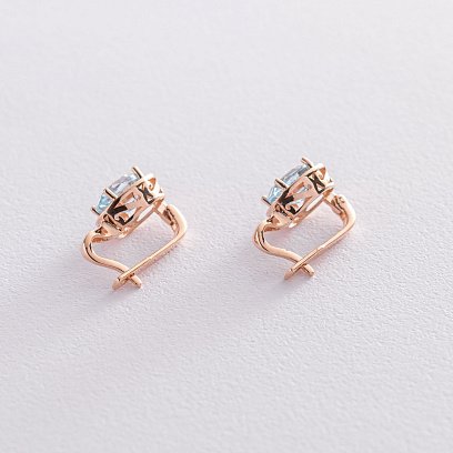 Золотые серьги с голубыми топазами с05463 №3