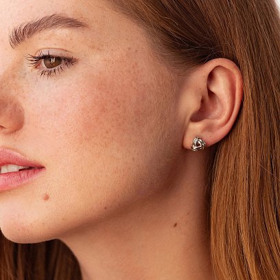 Срібні сережки - пусети "Сплетіння" 122753 №2