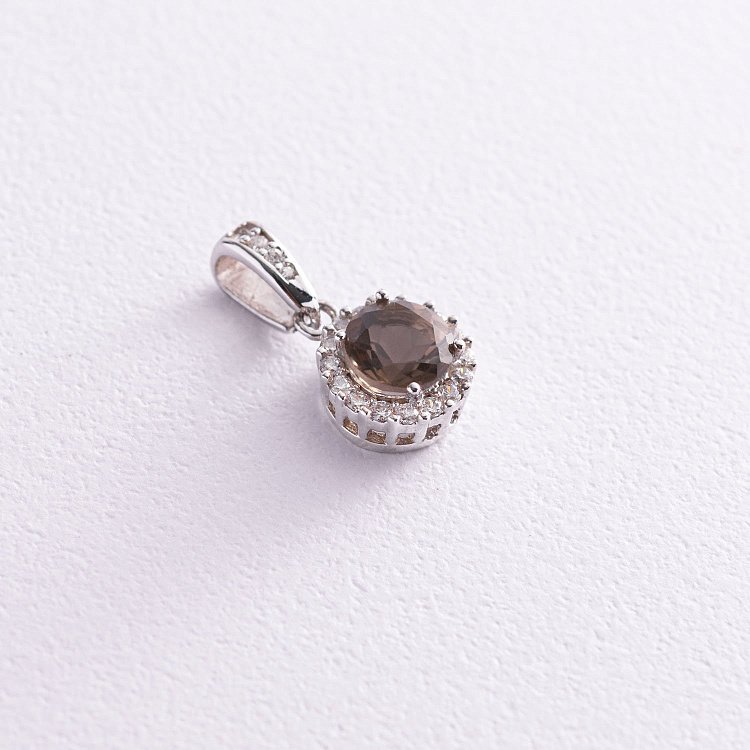 Золотий кулон (димчастий топаз, фіаніти) п01336б від ювелірного магазину Онікс