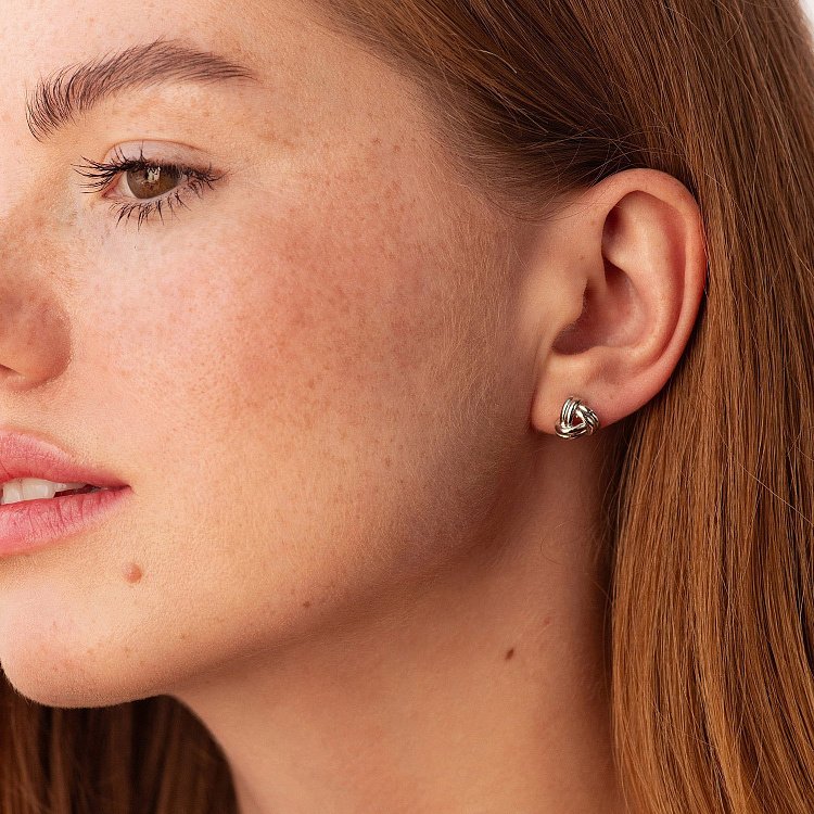 Срібні сережки - пусети "Сплетіння" 122753 від ювелірного магазину Онікс - 1