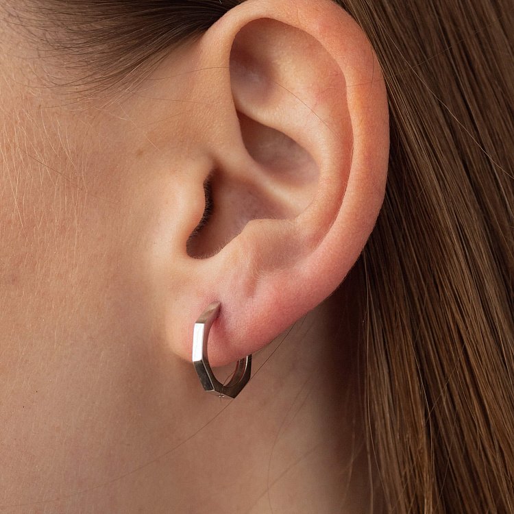 Сережки - кільця "Геометрія" у сріблі 7069 від ювелірного магазину Онікс - 11