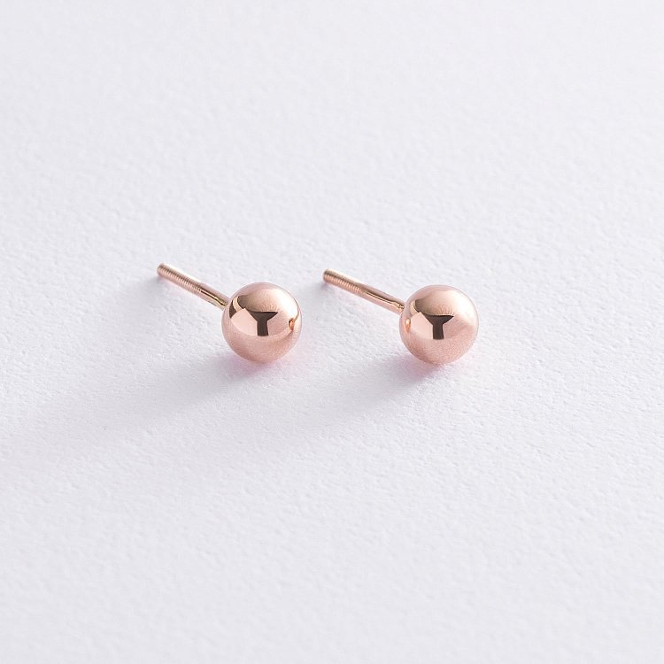 Золотые серьги - пусеты "Шарики" (0.6 см) с06934 от ювелирного магазина Оникс