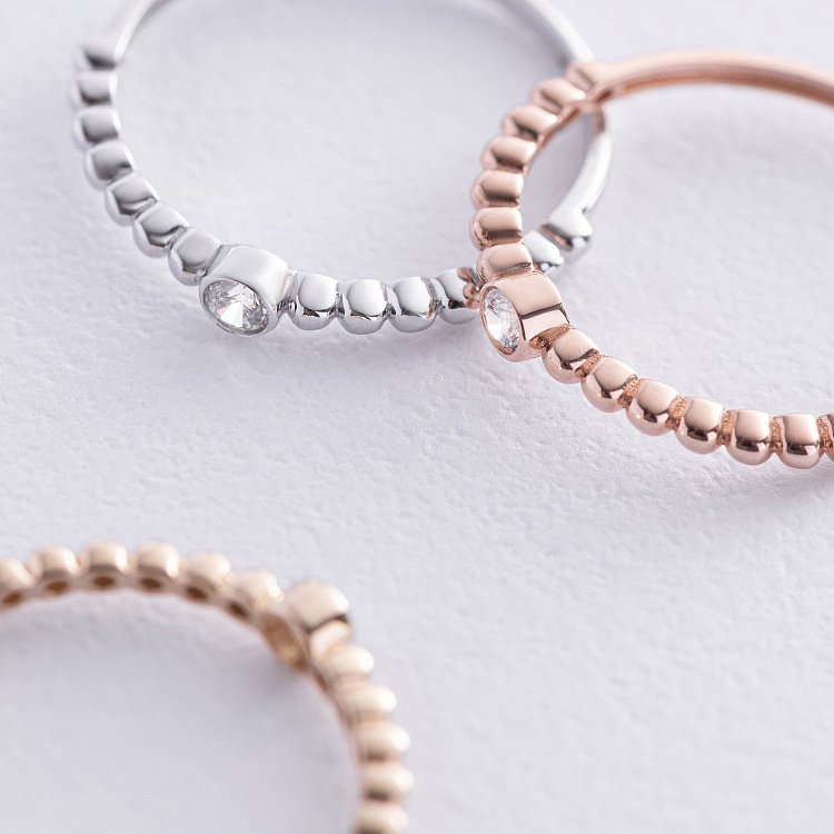 Кольцо "Stephanie" с фианитом (белое золото) к07971 от ювелирного магазина Оникс - 2