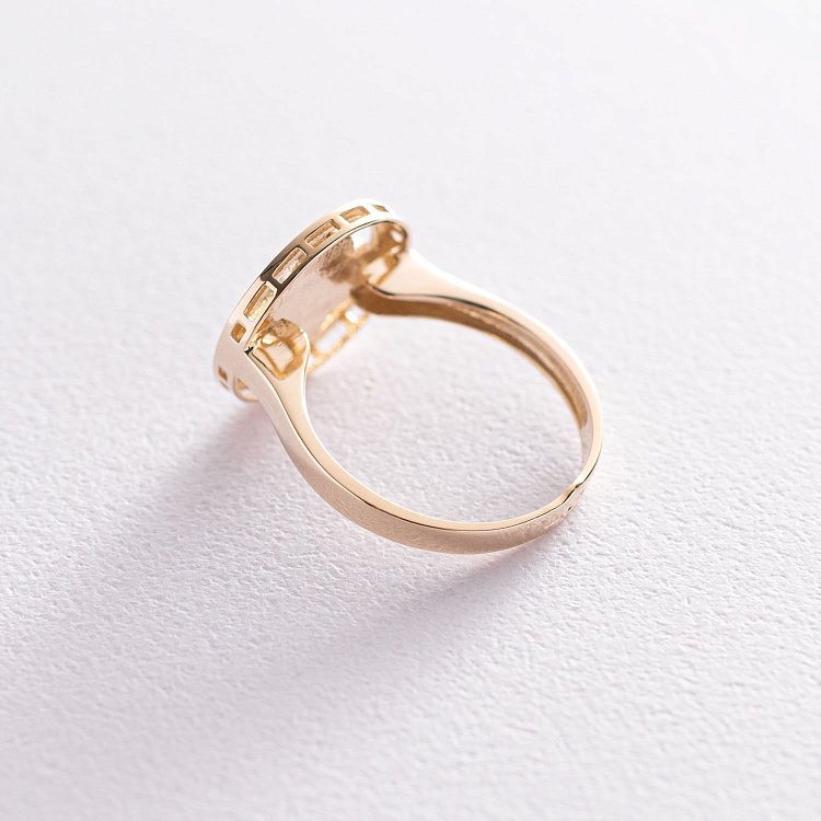 Каблучка "Конюшина" в жовтому золоті (емаль) к06709 від ювелірного магазину Онікс - 2