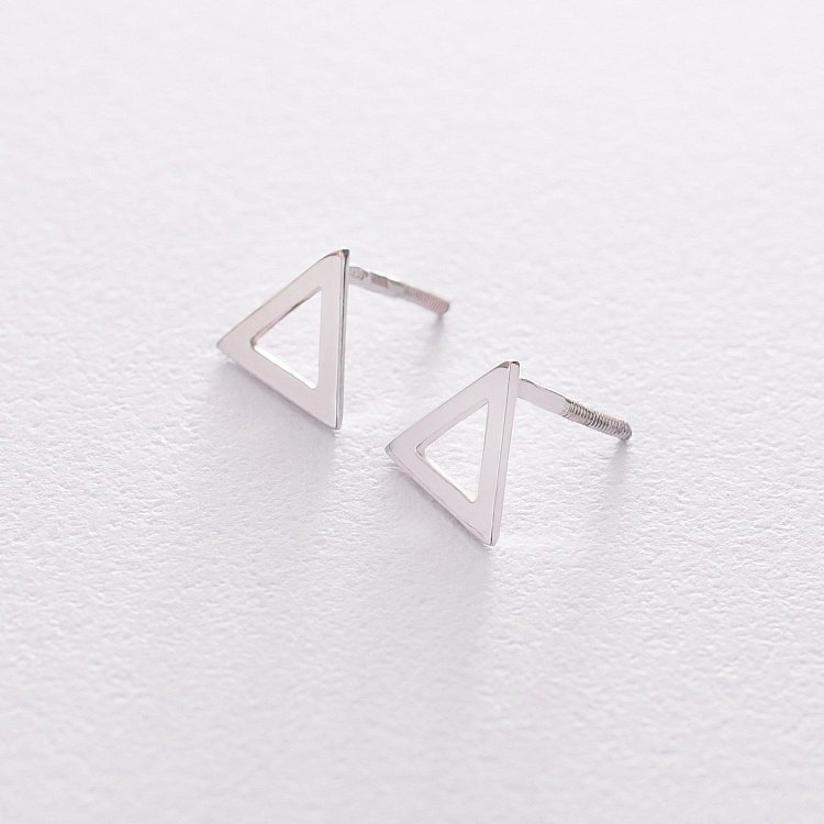 Золотые серьги-пусеты "Треугольники" с06413 от ювелирного магазина Оникс - 1