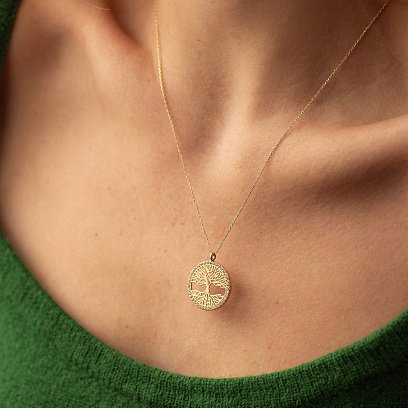 Колье "Древо жизни" с фианитами (желтое золото) кол02491 №2