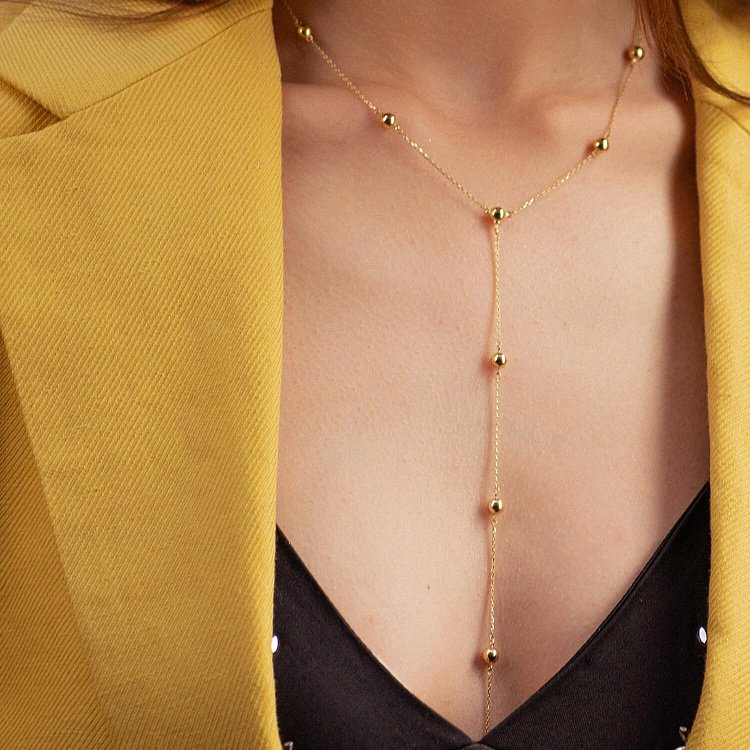 Кольє "Кульки" у жовтому золоті 2 в 1 кол02064 від ювелірного магазину Онікс - 2