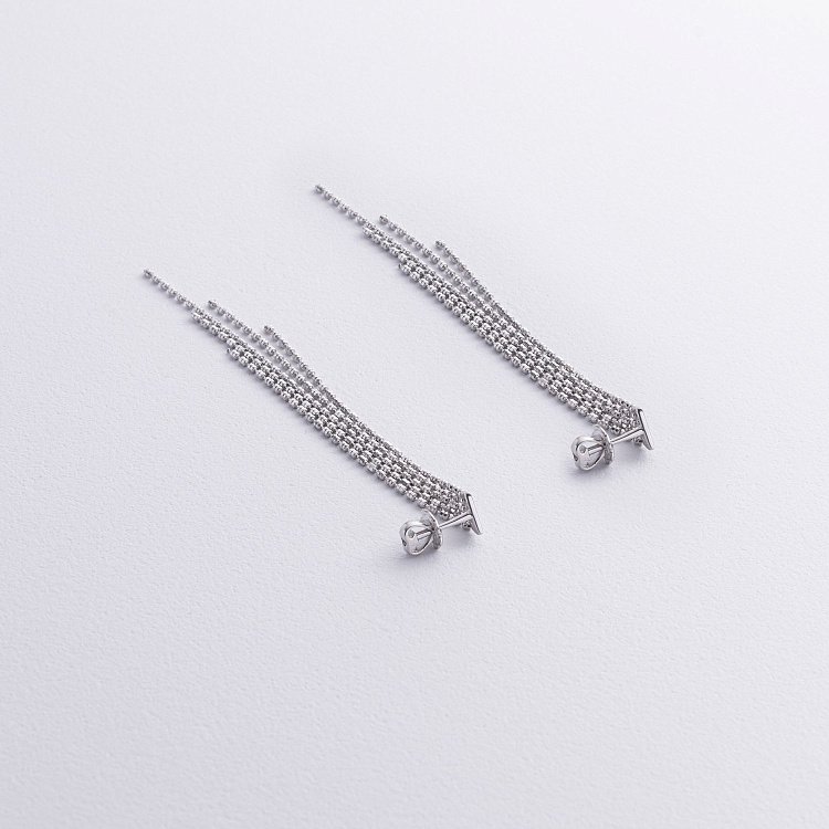 Срібні сережки - пусети з ланцюжками 902-01595 від ювелірного магазину Онікс - 3