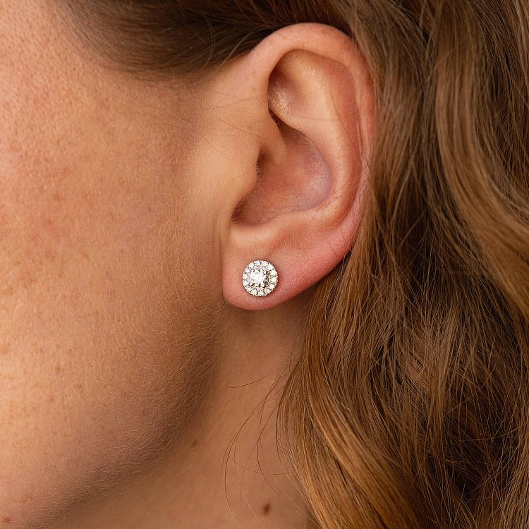 Золоті сережки - пусети з діамантами сб0415cha від ювелірного магазину Онікс - 1