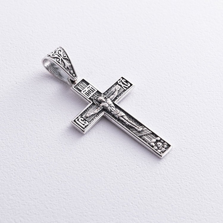 Серебряный крест "Распятие. Спаси и Сохрани" (на укр. языке) кду-10 от ювелирного магазина Оникс - 5