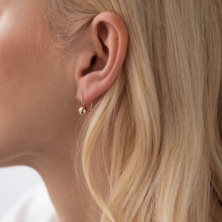 Золотые серьги "Шарики" 470101 от ювелирного магазина Оникс - 2