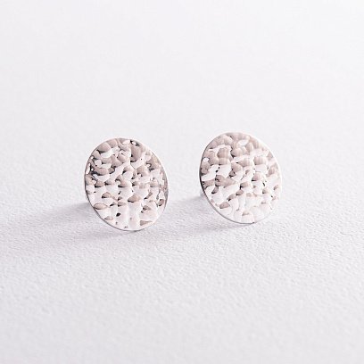 Серьги - пусеты "Теона" в белом золоте с07885 №4