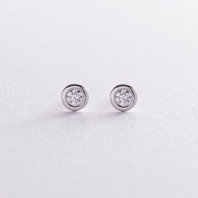 Золотые серьги - пусеты с бриллиантами 36801121 №3