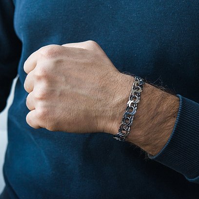 Чоловічий срібний браслет (Гарібальді 1.6 см) ч021803 №2