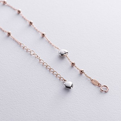 Браслет "Шарики" на ногу (красное, белое золото) б05353 №5