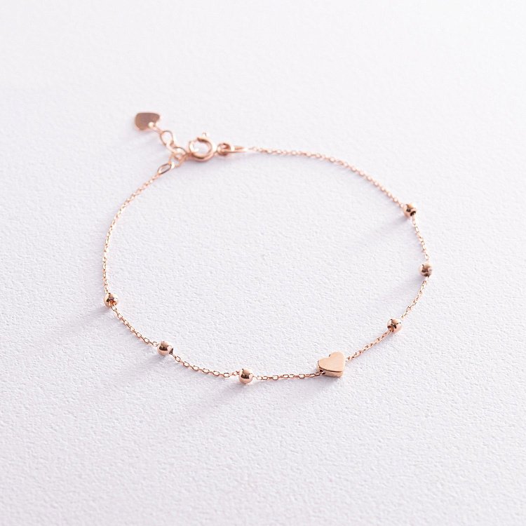 Браслет "Сердечко" в красном золоте б05181 от ювелирного магазина Оникс