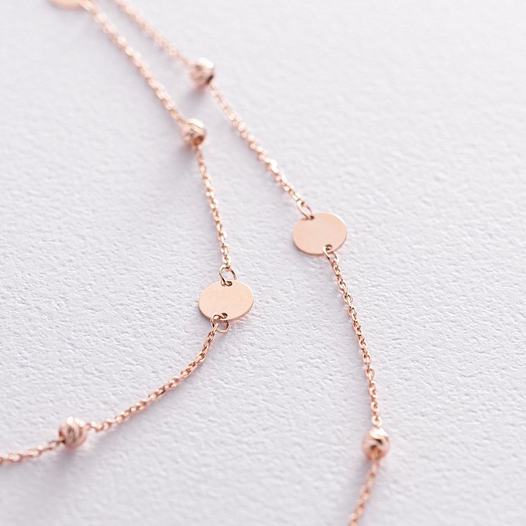 Двойное колье "Монетки" из красного золота кол01873 от ювелирного магазина Оникс - 2