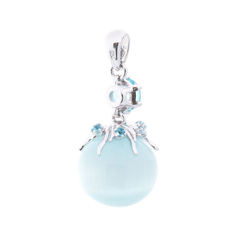 Срібна підвіска (ім.улексит, фіаніт) 132687 від ювелірного магазину Онікс - 2