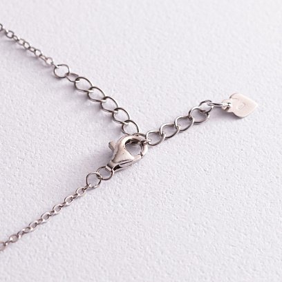 Срібне кольє з зеленими фіанітами 181157 №4