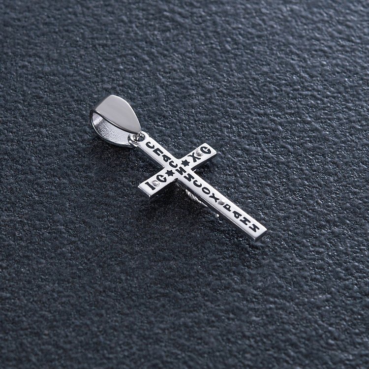 Срібний хрестик "Розп'яття. Спаси і Збережи" з емаллю 1054 від ювелірного магазину Онікс - 4