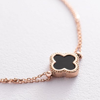 Браслет "Клевер" в красном золоте (оникс) б04554 №3