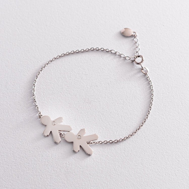 Серебряный браслет "Два мальчика" (возможна гравировка) 2082 от ювелирного магазина Оникс - 3