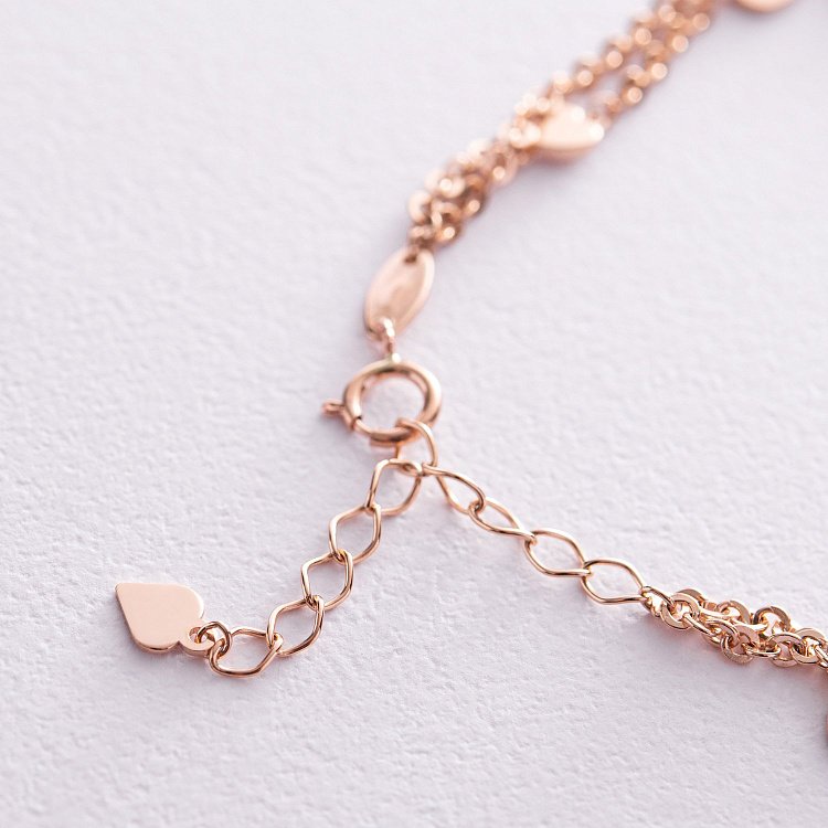 Подвійний браслет "Сердечки" у червоному золоті б05197 від ювелірного магазину Онікс - 4