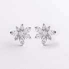 Серьги - пусеты "Цветочки" в белом золоте (бриллианты) сб0700rc от ювелирного магазина Оникс - 3