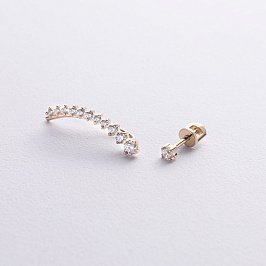 Серьги - клаймберы "Оригинальность" в желтом золоте с09287