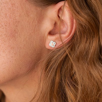 Золоті сережки-гвоздики "Конюшина" (фіаніт) с06180 №4