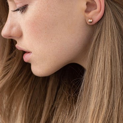 Золотые серьги - пусеты "Шарики" (0.6 см) с06934 №2