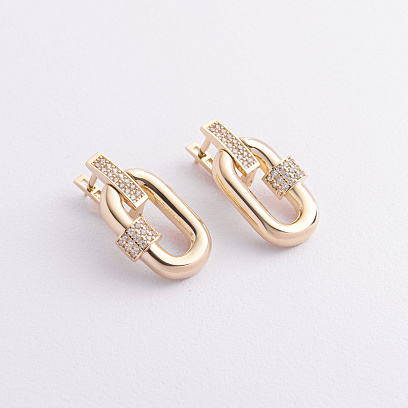 Сережки "Alice" в жовтому золоті (фіаніти) с09557 №2