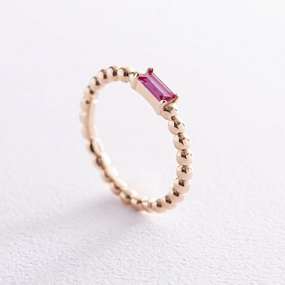 Золота каблучка "Аннабель" з рожевим фіанітом к07181