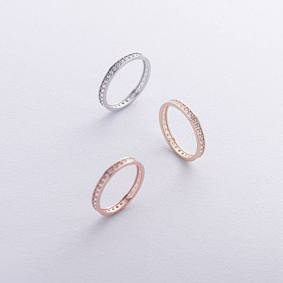 Каблучка з доріжкою фіанітів (жовте золото) к08013 №3