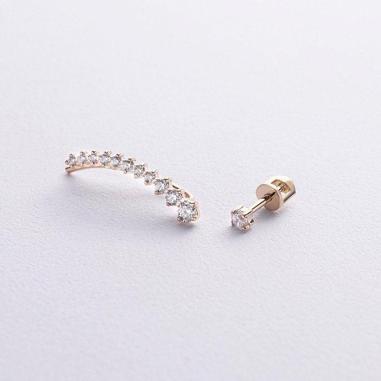 Серьги - клаймберы "Оригинальность" в желтом золоте с09287 от ювелирного магазина Оникс