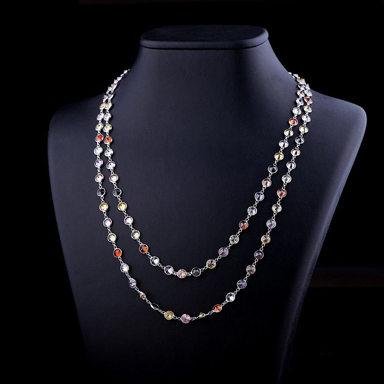 Серебряное колье с разноцветными фианитами 18195 от ювелирного магазина Оникс - 3