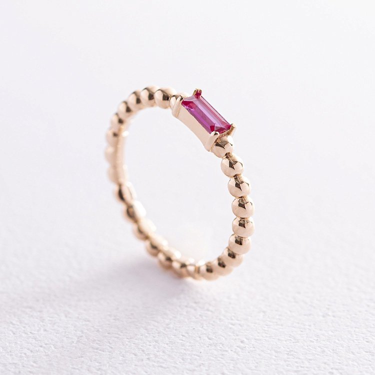 Золота каблучка "Аннабель" з рожевим фіанітом к07181 від ювелірного магазину Онікс