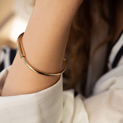 Жорсткий браслет Lock в жовтому золоті б05259 №10