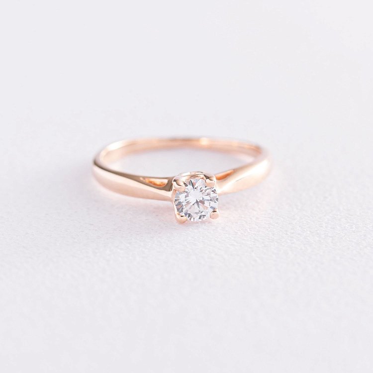 Помолвочное золотое кольцо с фианитом к06705 от ювелирного магазина Оникс - 2