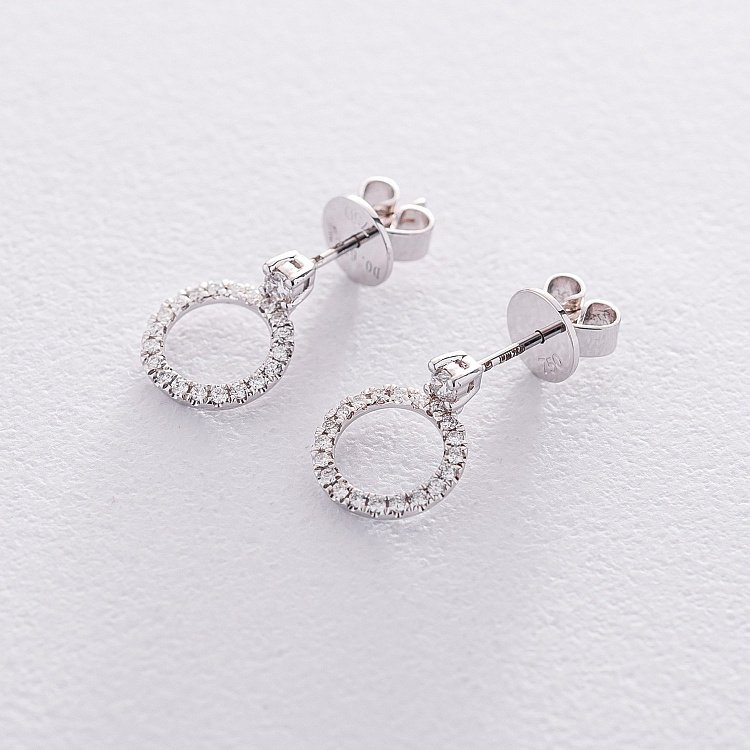 Золотые серьги-пусеты "Круги" с бриллиантами сб0283ai от ювелирного магазина Оникс - 2