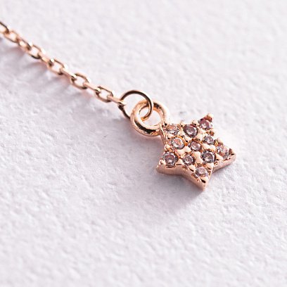 Золотое кольцо с подвеской "Звездочка" (фианиты) к06994 №5