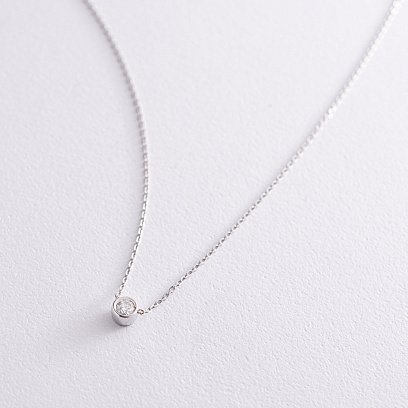 Кольє у білому золоті з діамантом 719071121 №3