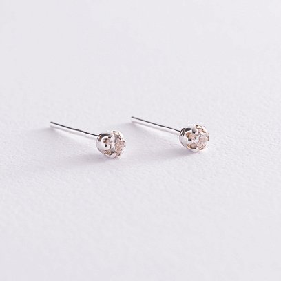 Серебряные серьги - пусеты с фианитами 121894