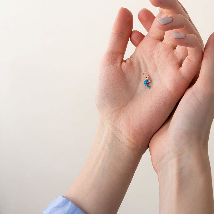 Золотая детская подвеска "Дельфин" (эмаль) п00876дс от ювелирного магазина Оникс - 1